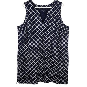 Lands' End Women's Navy White Rope Print Sleeveless Dress w/ Pockets Size 1X